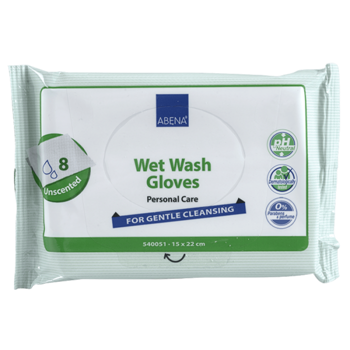 Υγρά Γάντια Πλυσίματος-Καθαρισμού ABENA Wet Wash Gloves (15x22cm) 8τμχ.