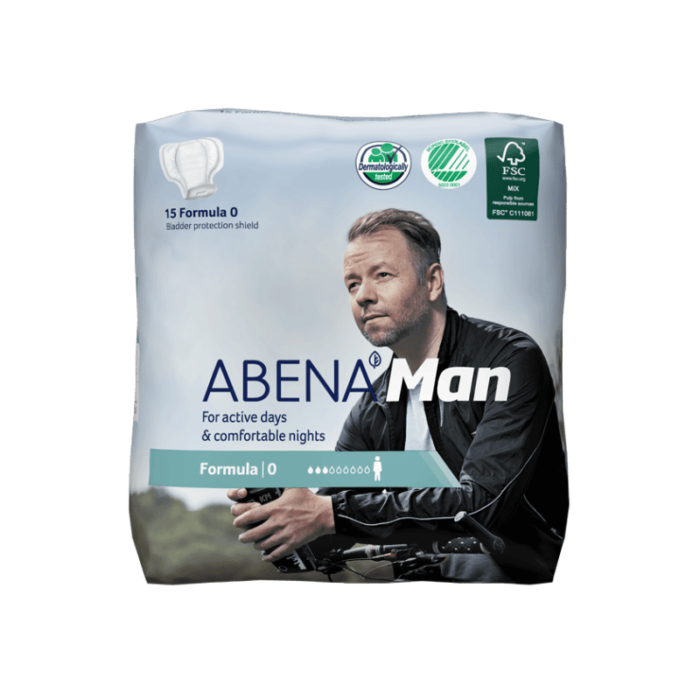 Eπίθεμα ανδρικής ελαφράς ακράτειας ABENA MAN FORMULA 0 (23x19εκ.) 15τμχ.