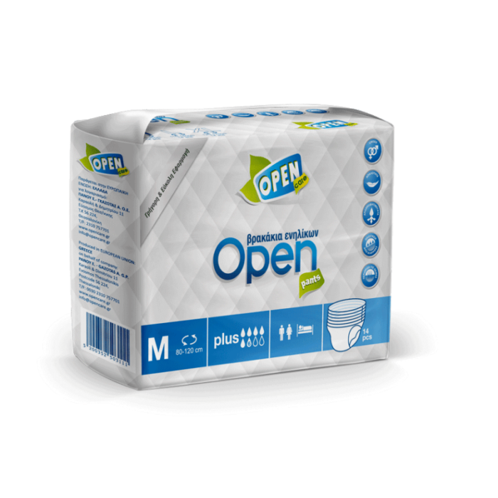 Πάνα Βρακάκι Ενηλίκων Open Care Pants MEDIUM (περιφέρεια 80εκ. έως 120εκ.) 14τμχ.